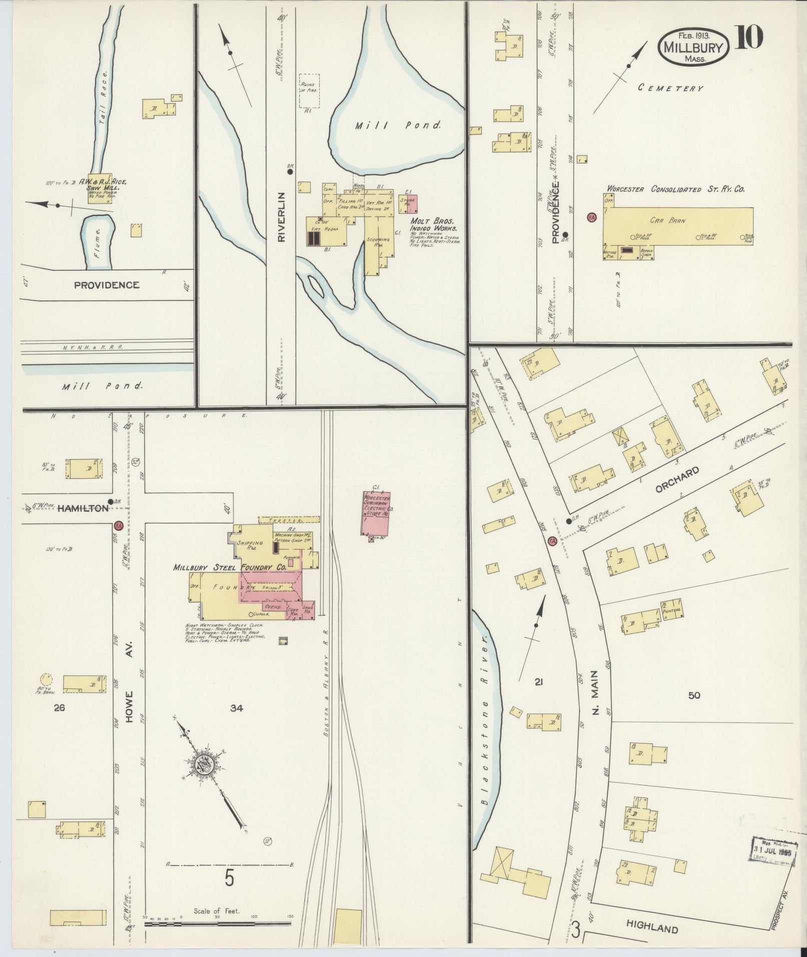 Sanborn Fire Insurance Map from Millbury, Worcester County, Massachusetts (1913), Sheet #0010 - Complete Map Set gallery image, historic Sanborn map, vintage wall art, Massachusetts Massachusetts