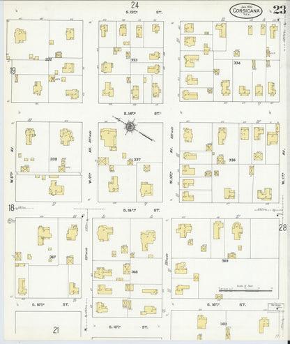 Sanborn Fire Insurance Map from Corsicana, Navarro County, Texas (1910), Sheet #0023 - Complete Map Set gallery image, historic Sanborn map, vintage wall art, Texas Texas