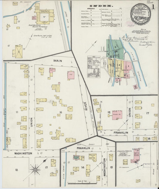 Sanborn Fire Insurance Map from Fultonville, Montgomery County, New York (1890), Sheet #0001 - Complete Map Set gallery image, historic Sanborn map, vintage wall art, New York New York