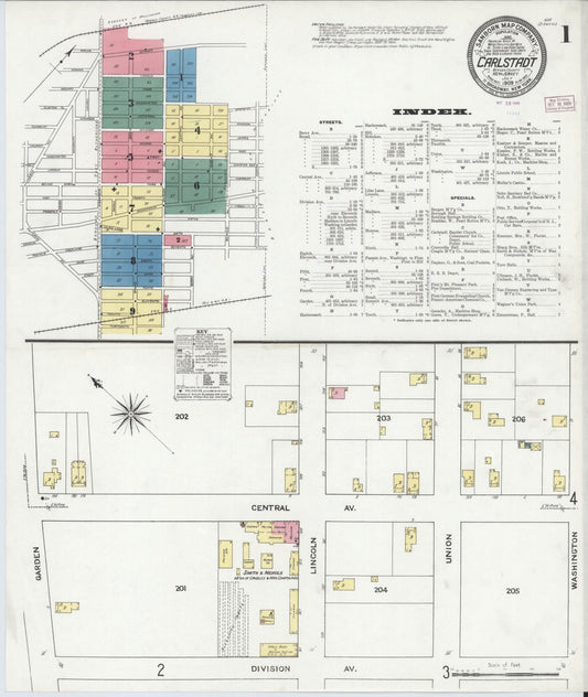 Sanborn Fire Insurance Map from Carlstadt, Bergen County, New Jersey (1909), Sheet #0001 - Complete Map Set gallery image, historic Sanborn map, vintage wall art, New Jersey New Jersey