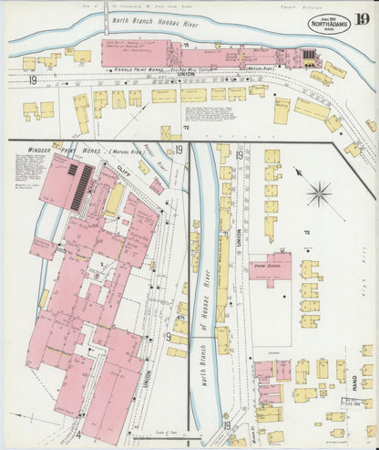 Sanborn Fire Insurance Map from North Adams, Berkshire County, Massachusetts (1901), Sheet #0019 - Historic Sanborn Fire Insurance Map Print, vintage old map wall art, antique decor, genealogy gift, Massachusetts Massachusetts map