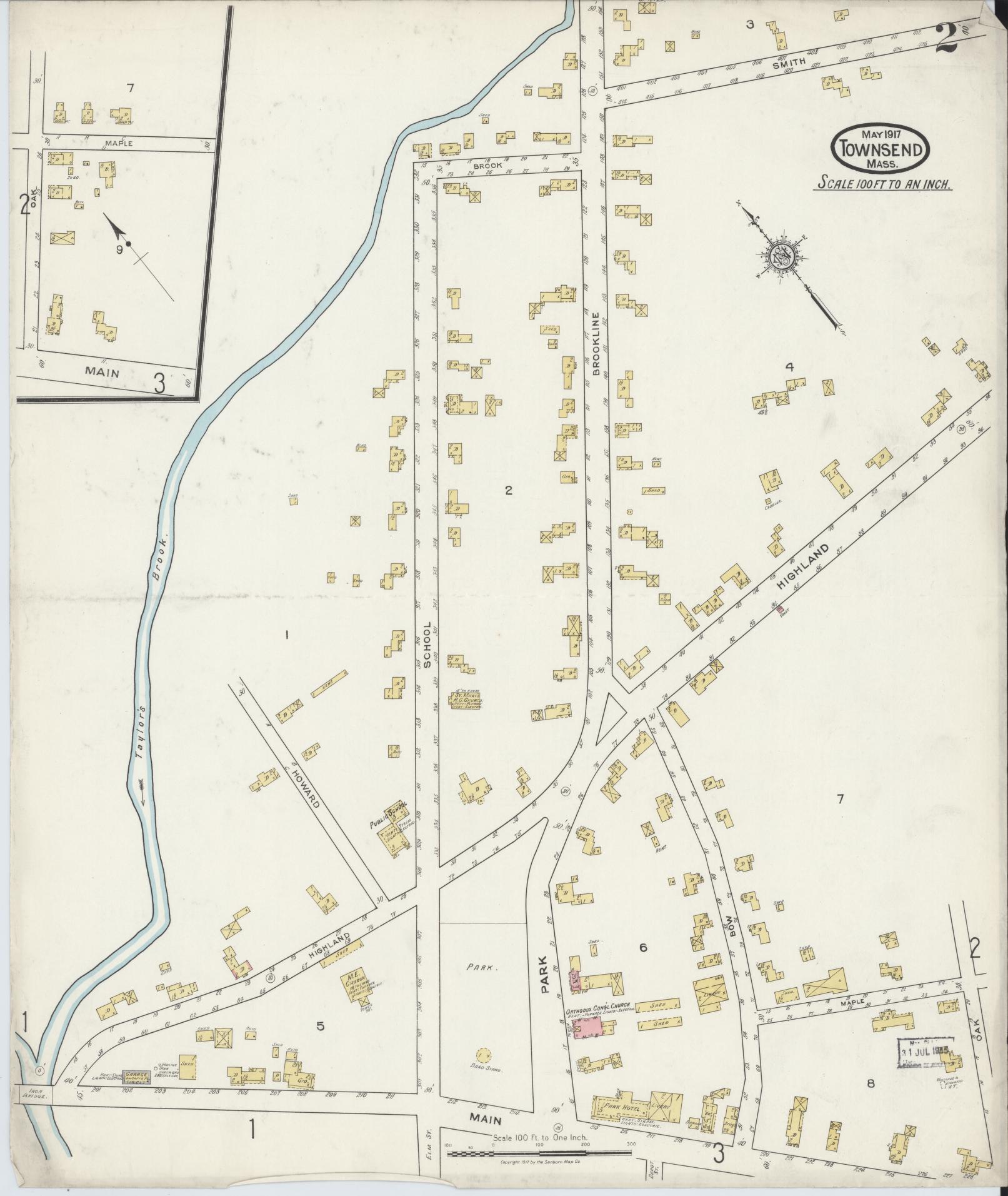 Sanborn Fire Insurance Map from Townsend, Middlesex County, Massachusetts (1917), Sheet #0002 - Complete Map Set gallery image, historic Sanborn map, vintage wall art, Massachusetts Massachusetts