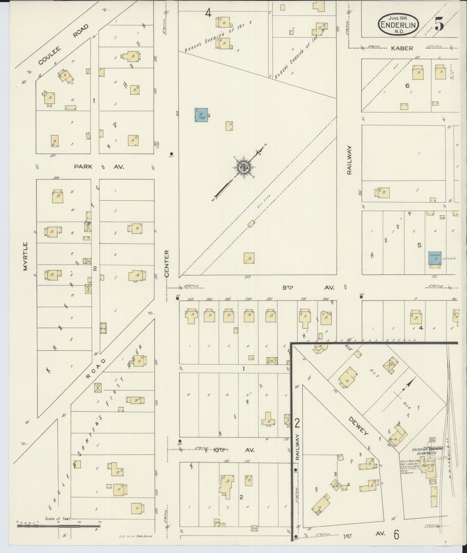 Sanborn Fire Insurance Map from Enderlin, Ransom County, North Dakota (1914), Sheet #0005 - Complete Map Set gallery image, historic Sanborn map, vintage wall art, North Dakota North Dakota
