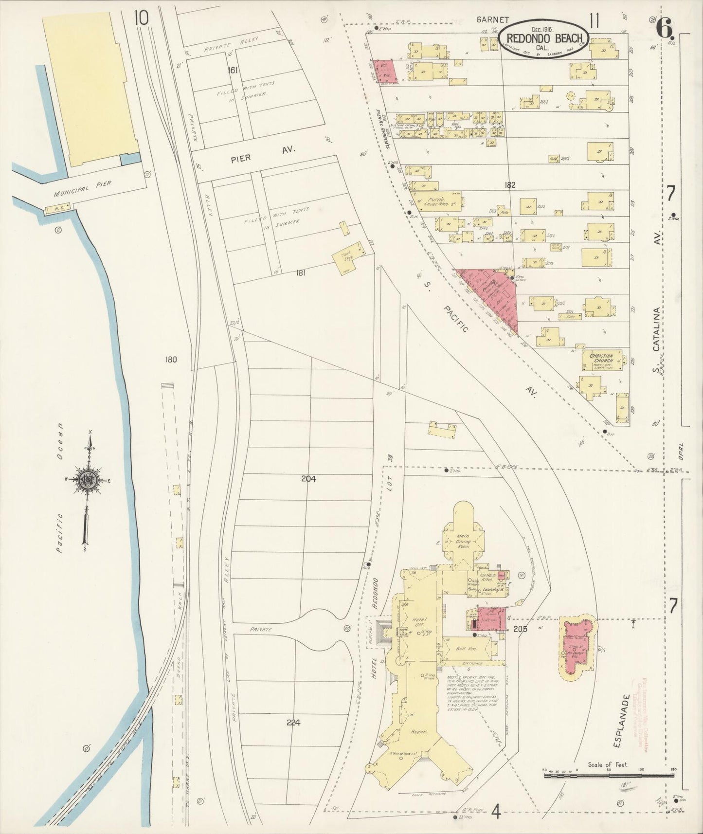 Sanborn Fire Insurance Map from Redondo Beach, Los Angeles County, California (1916), Sheet #0006 - Complete Map Set gallery image, historic Sanborn map, vintage wall art, California California