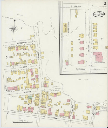 Sanborn Fire Insurance Map from Haverstraw, Rockland County, New York (1896), Sheet #0002 - Historic Sanborn Fire Insurance Map Print, vintage old map wall art, antique decor, genealogy gift, New York New York map