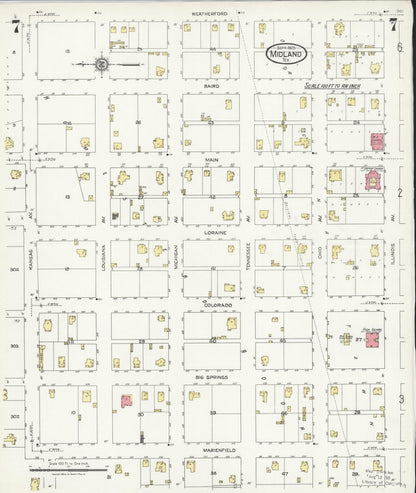 Sanborn Fire Insurance Map from Midland, Midland County, Texas (1925), Sheet #0007 - Complete Map Set gallery image, historic Sanborn map, vintage wall art, Texas Texas