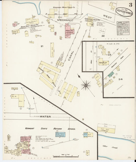Sanborn Fire Insurance Map from Vergennes, Addison County, Vermont (1885), Sheet #0003 - Historic Sanborn Fire Insurance Map Print, vintage old map wall art, antique decor, genealogy gift, Vermont Vermont map
