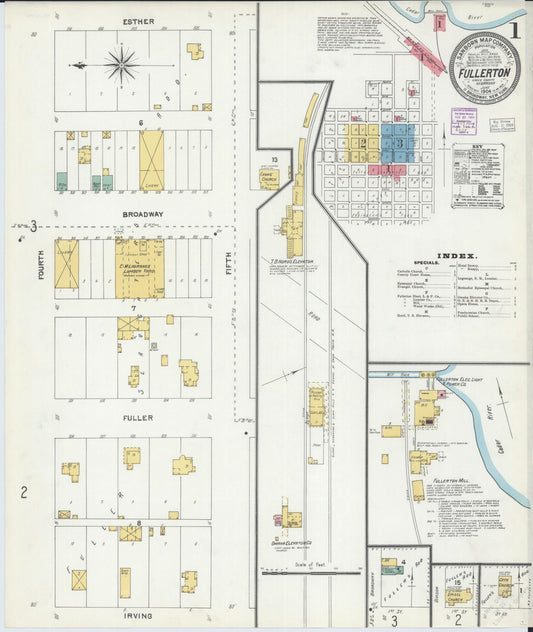 Sanborn Fire Insurance Map from Fullerton, Nance County, Nebraska (1904), Sheet #0001 - Complete Map Set gallery image, historic Sanborn map, vintage wall art, Nebraska Nebraska