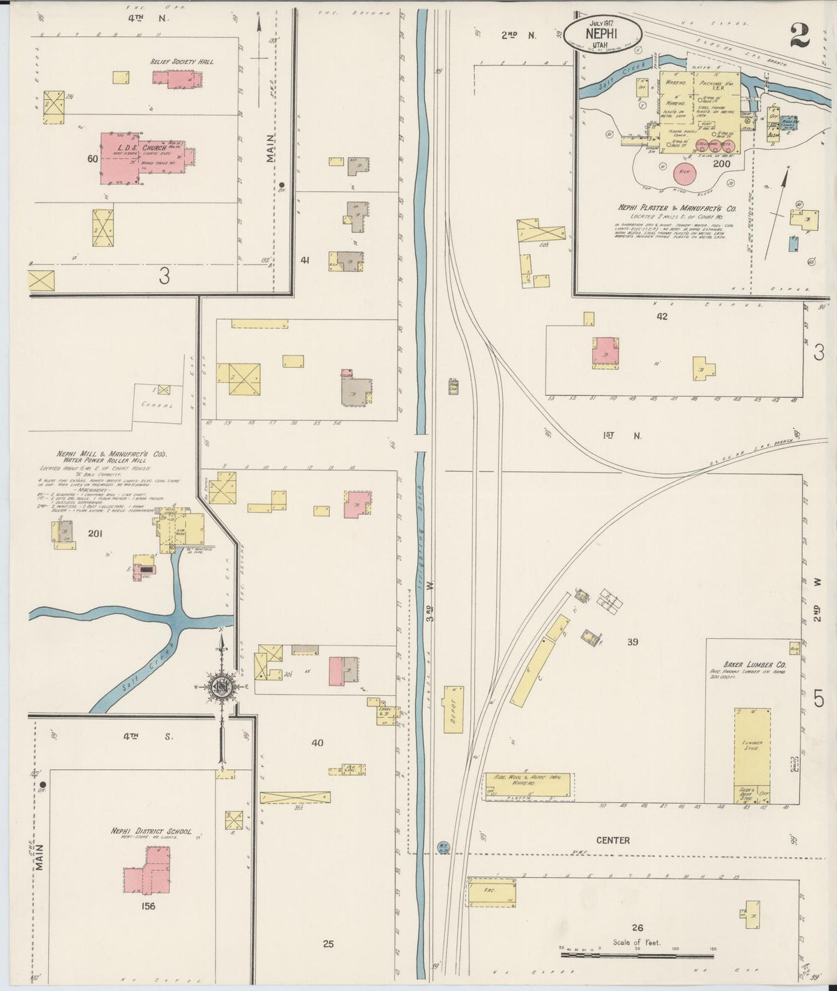 Sanborn Fire Insurance Map from Nephi, Juab County, Utah (1917), Sheet #0002 - Complete Map Set gallery image, historic Sanborn map, vintage wall art, Utah Utah