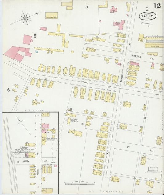 Sanborn Fire Insurance Map from Salem, Salem County, New Jersey (1896), Sheet #0012 - Historic Sanborn Fire Insurance Map Print, vintage old map wall art, antique decor, genealogy gift, New Jersey New Jersey map