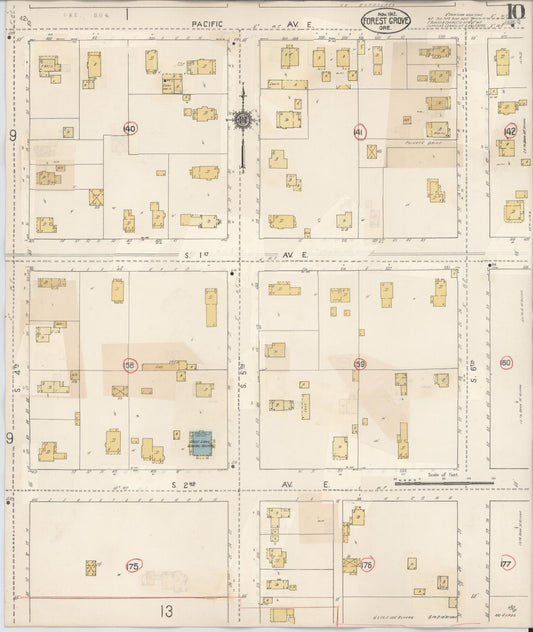 Sanborn Fire Insurance Map from Forest Grove, Washington County, Oregon (1939), Sheet #0010 - Historic Sanborn Fire Insurance Map Print, vintage old map wall art, antique decor, genealogy gift, Oregon Oregon map