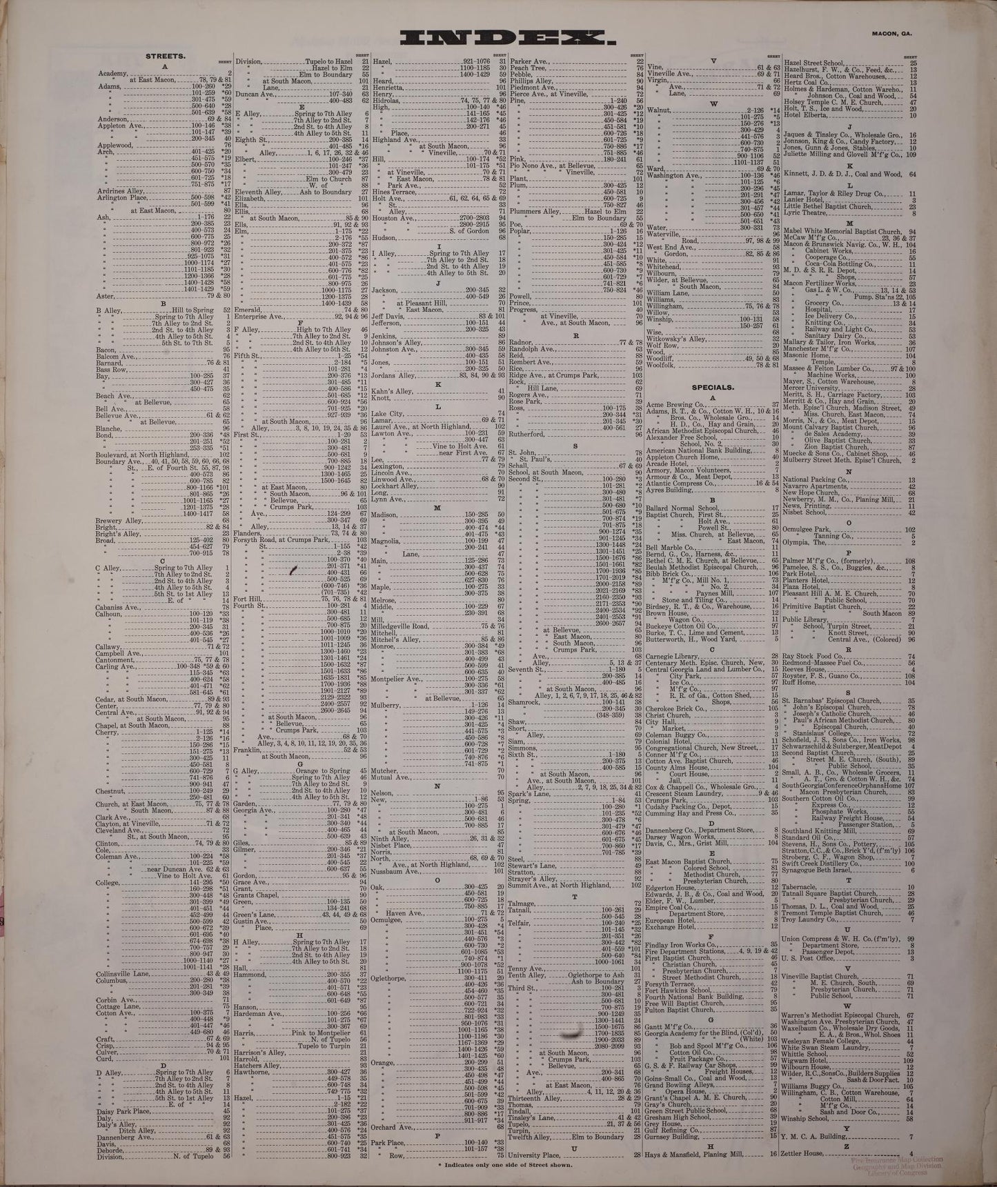 Sanborn Fire Insurance Map from Macon, Bibb and Jones County, Georgia (1908), Sheet #0001 - Historic Sanborn Fire Insurance Map Print, vintage old map wall art, antique decor, genealogy gift, Georgia Georgia map