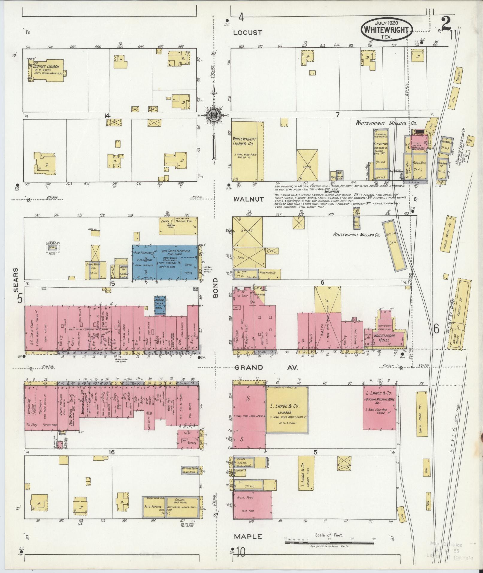 Sanborn Fire Insurance Map from Whitewright, Grayson County, Texas (1920), Sheet #0002 - Historic Sanborn Fire Insurance Map Print, vintage old map wall art, antique decor, genealogy gift, Texas Texas map