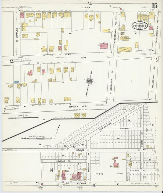 Sanborn Fire Insurance Map from Peekskill, Westchester County, New York (1911), Sheet #0015 - Historic Sanborn Fire Insurance Map Print, vintage old map wall art, antique decor, genealogy gift, New York New York map