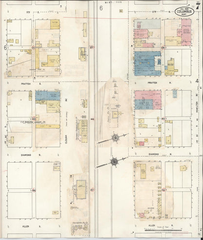 Sanborn Fire Insurance Map from Columbus, Stillwater County, Montana (1942), Sheet #0007 - Complete Map Set gallery image, historic Sanborn map, vintage wall art, Montana Montana