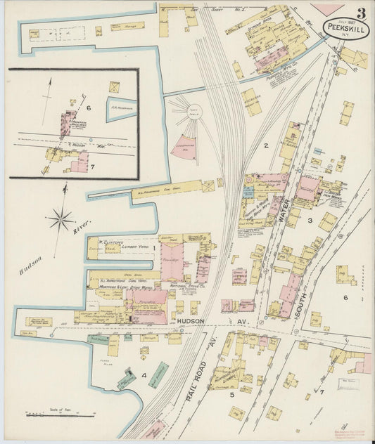 Sanborn Fire Insurance Map from Peekskill, Westchester County, New York (1887), Sheet #0003 - Historic Sanborn Fire Insurance Map Print, vintage old map wall art, antique decor, genealogy gift, New York New York map