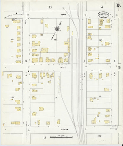 Sanborn Fire Insurance Map from Fulton, Oswego County, New York (1911), Sheet #0015 - Complete Map Set gallery image, historic Sanborn map, vintage wall art, New York New York