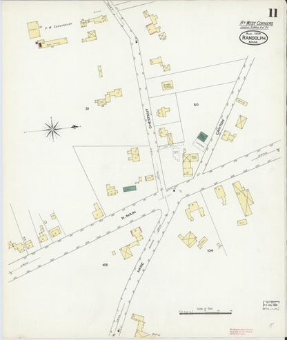 Sanborn Fire Insurance Map from Randolph, Norfolk County, Massachusetts (1909), Sheet #0011 - Complete Map Set gallery image, historic Sanborn map, vintage wall art, Massachusetts Massachusetts