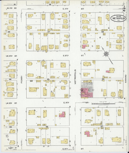 Sanborn Fire Insurance Map from Metropolis, Massac County, Illinois (1921), Sheet #0002 - Historic Sanborn Fire Insurance Map Print, vintage old map wall art, antique decor, genealogy gift, Illinois Illinois map