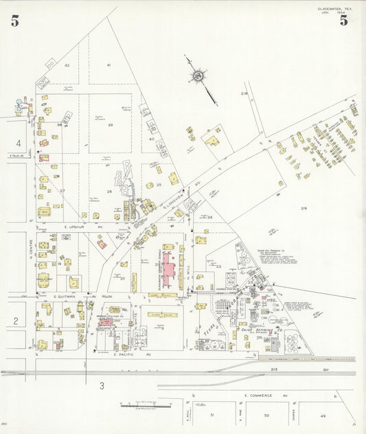 Sanborn Fire Insurance Map from Gladewater, Gregg County, Texas (1934), Sheet #0005 - Historic Sanborn Fire Insurance Map Print, vintage old map wall art, antique decor, genealogy gift, Texas Texas map