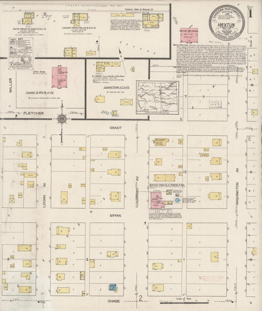 Sanborn Fire Insurance Map from Haxtun, Phillips County, Colorado (1921), Sheet #0001 - Complete Map Set gallery image, historic Sanborn map, vintage wall art, Colorado Colorado