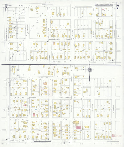 Sanborn Fire Insurance Map from Cameron, Clinton County, Missouri (1932), Sheet #0007 - Complete Map Set gallery image, historic Sanborn map, vintage wall art, Missouri Missouri
