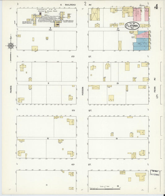 Sanborn Fire Insurance Map from Flatonia, Fayette County, Texas (1912), Sheet #0004 - Historic Sanborn Fire Insurance Map Print, vintage old map wall art, antique decor, genealogy gift, Texas Texas map