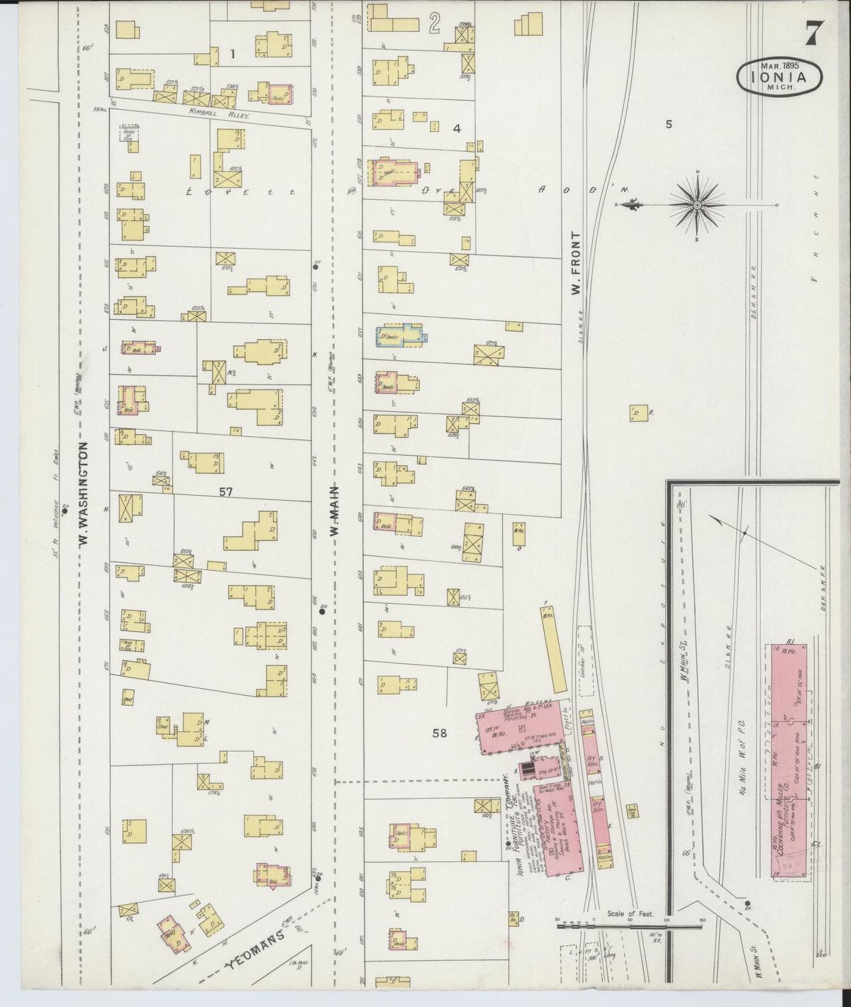Sanborn Fire Insurance Map from Ionia, Ionia County, Michigan (1895), Sheet #0007 - Complete Map Set gallery image, historic Sanborn map, vintage wall art, Michigan Michigan