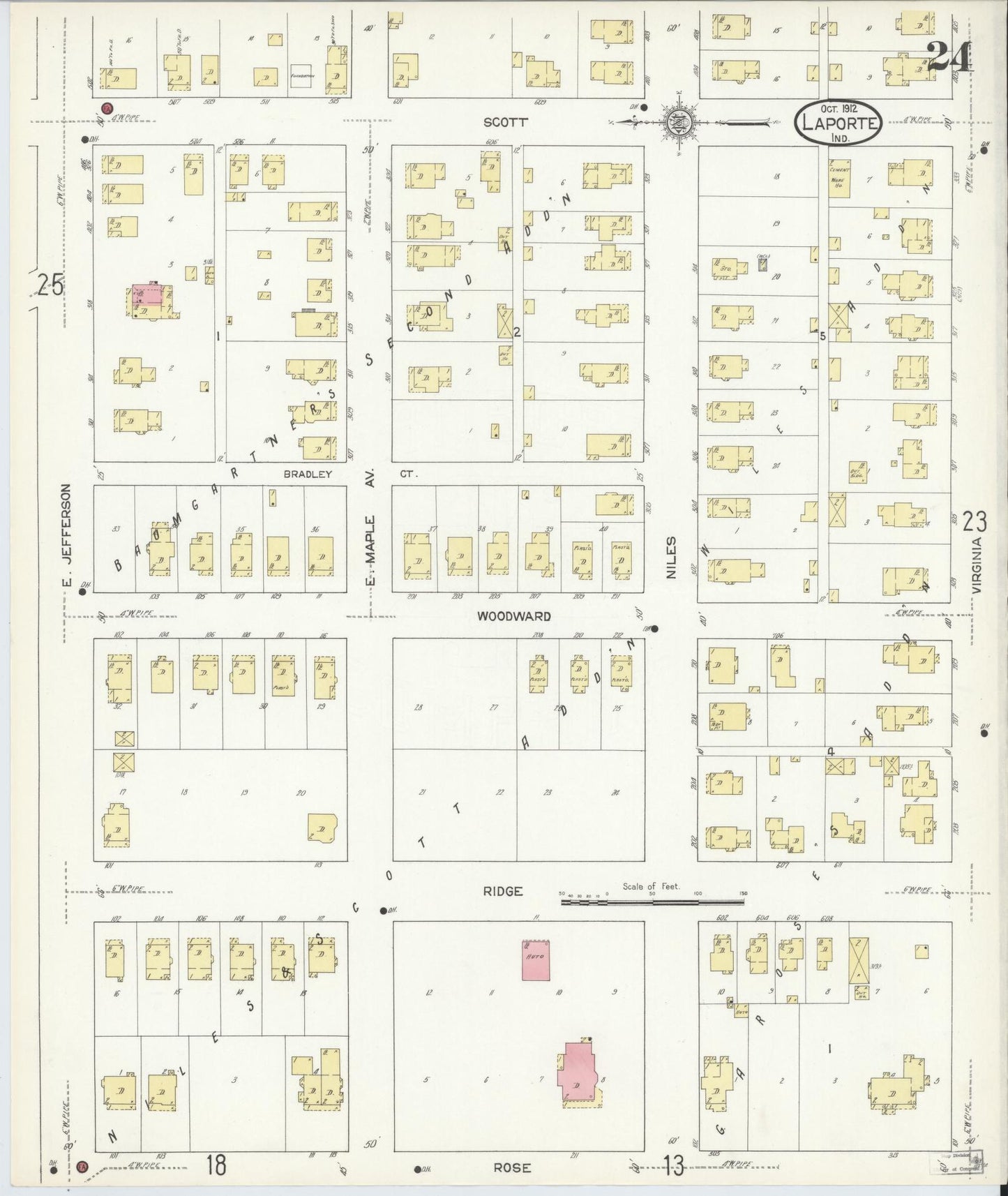 Sanborn Fire Insurance Map from La Porte, La Porte County, Indiana (1912), Sheet #0024 - Complete Map Set gallery image, historic Sanborn map, vintage wall art, Indiana Indiana