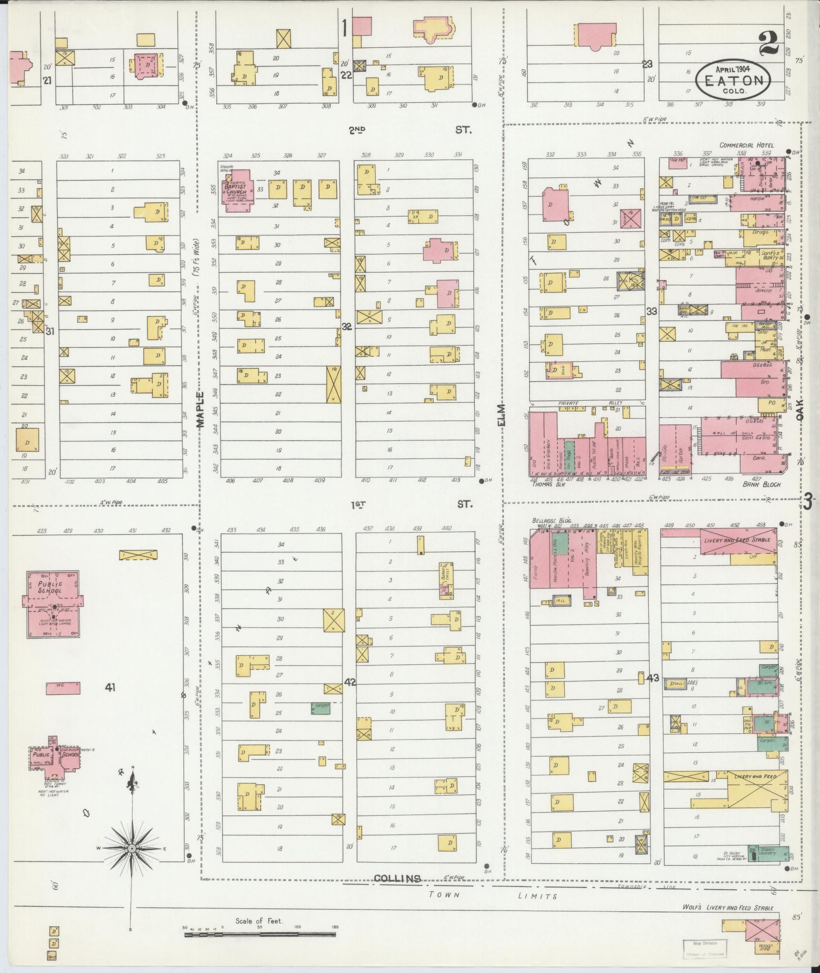 Sanborn Fire Insurance Map from Eaton, Weld County, Colorado (1904), Sheet #0002 - Historic Sanborn Fire Insurance Map Print, vintage old map wall art, antique decor, genealogy gift, Colorado Colorado map