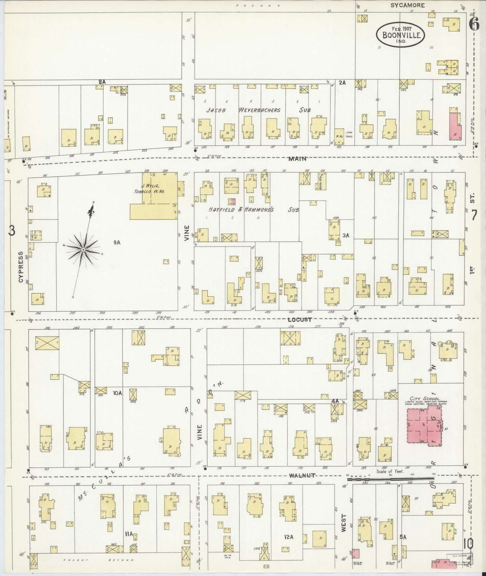 Sanborn Fire Insurance Map from Boonville, Warrick County, Indiana (1907), Sheet #0006 - Complete Map Set gallery image, historic Sanborn map, vintage wall art, Indiana Indiana