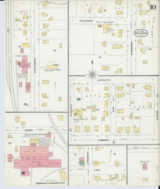 Sanborn Fire Insurance Map from Ravenna, Portage County, Ohio (1904), Sheet #0010 - Historic Sanborn Fire Insurance Map Print, vintage old map wall art, antique decor, genealogy gift, Ohio Ohio map