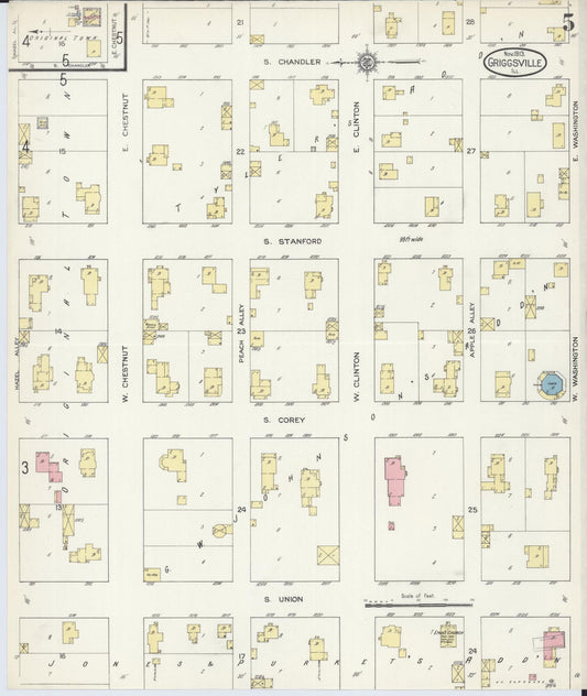 Sanborn Fire Insurance Map from Griggsville, Pike County, Illinois (1913), Sheet #0005 - Historic Sanborn Fire Insurance Map Print, vintage old map wall art, antique decor, genealogy gift, Illinois Illinois map
