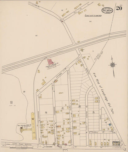 Sanborn Fire Insurance Map from Belmont, Middlesex County, Massachusetts (1922), Sheet #0020 - Complete Map Set gallery image, historic Sanborn map, vintage wall art, Massachusetts Massachusetts