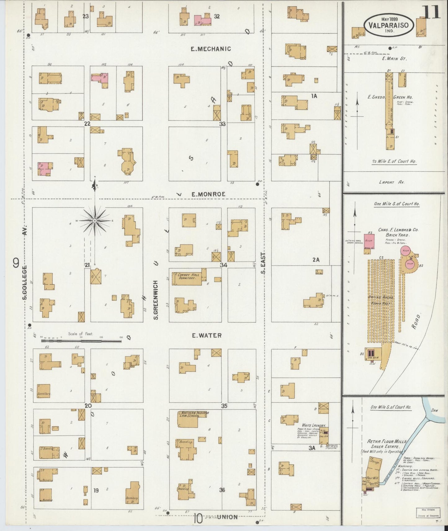 Sanborn Fire Insurance Map from Valparaiso, Porter County, Indiana (1899), Sheet #0011 - Complete Map Set gallery image, historic Sanborn map, vintage wall art, Indiana Indiana