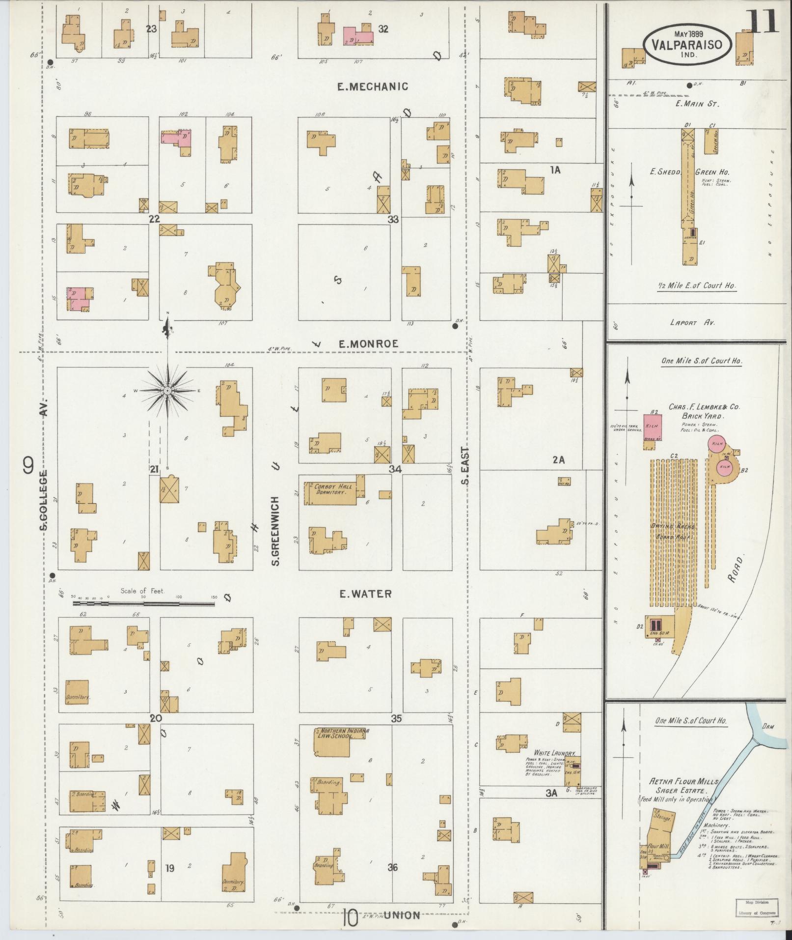 Sanborn Fire Insurance Map from Valparaiso, Porter County, Indiana (1899), Sheet #0011 - Complete Map Set gallery image, historic Sanborn map, vintage wall art, Indiana Indiana