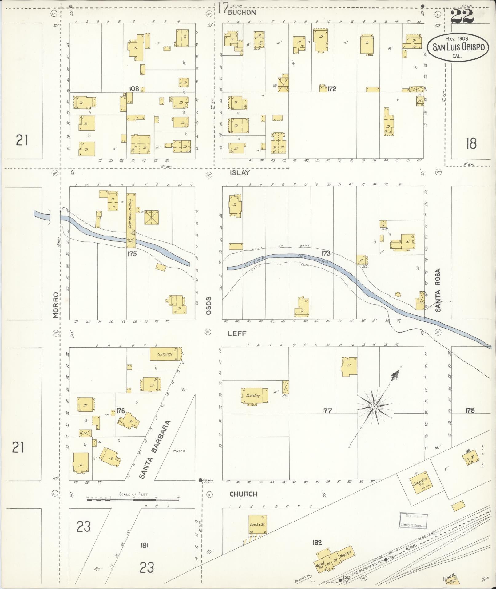 Sanborn Fire Insurance Map from San Luis Obispo, San Luis Obispo County, California (1903), Sheet #0022 - Complete Map Set gallery image, historic Sanborn map, vintage wall art, California California