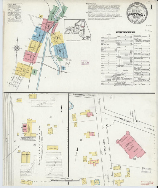 Sanborn Fire Insurance Map from Whitehall, Washington County, New York (1915), Sheet #0001 - Complete Map Set gallery image, historic Sanborn map, vintage wall art, New York New York