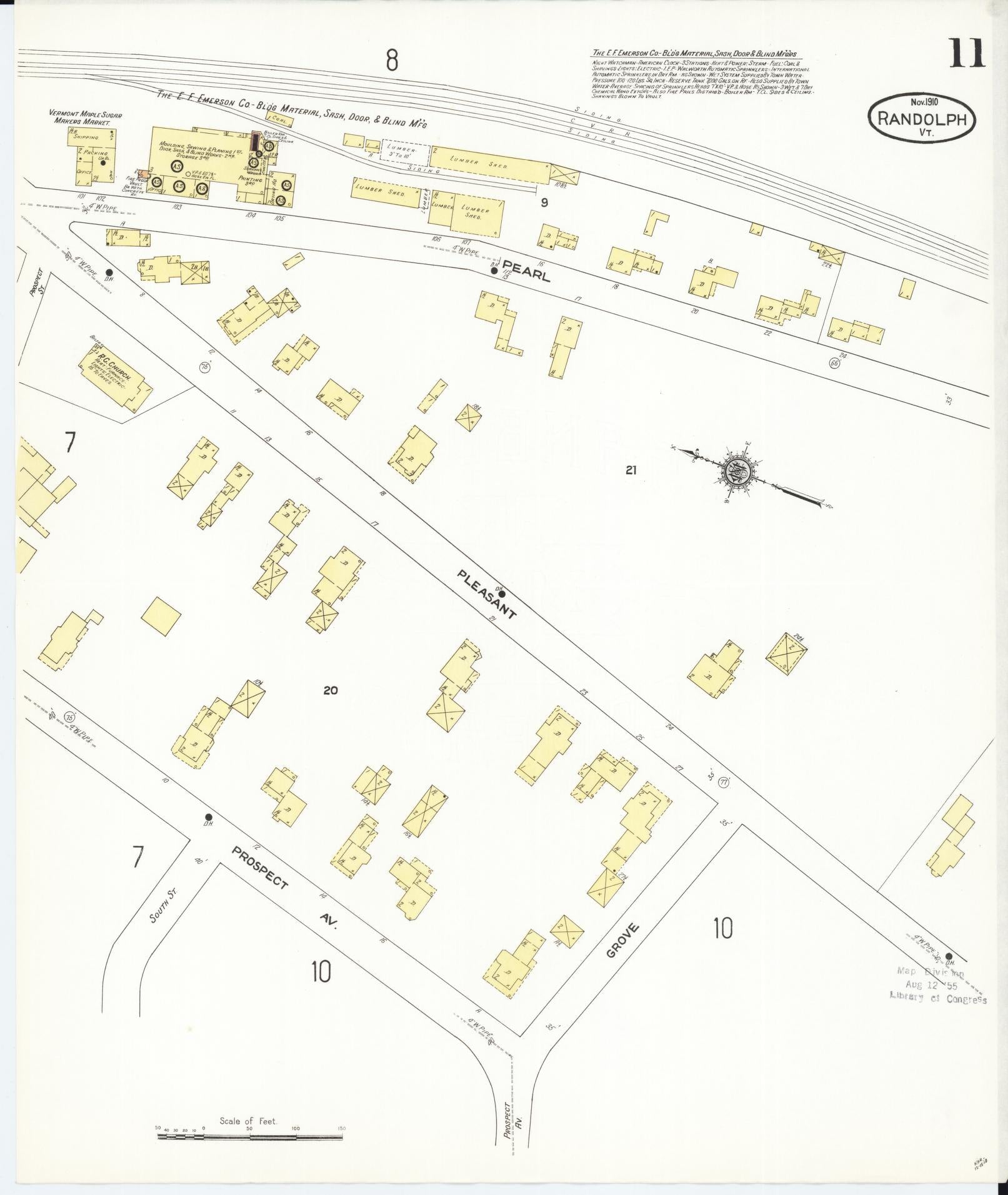 Sanborn Fire Insurance Map from Randolph, Orange County, Vermont (1910), Sheet #0011 - Complete Map Set gallery image, historic Sanborn map, vintage wall art, Vermont Vermont