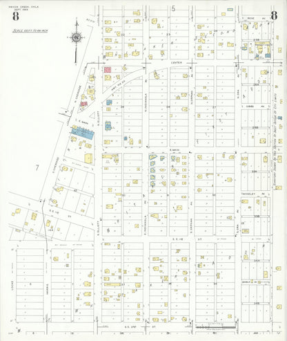 Sanborn Fire Insurance Map from Pryor Creek, Mayes County, Oklahoma (1943), Sheet #0008 - Complete Map Set gallery image, historic Sanborn map, vintage wall art, Oklahoma Oklahoma