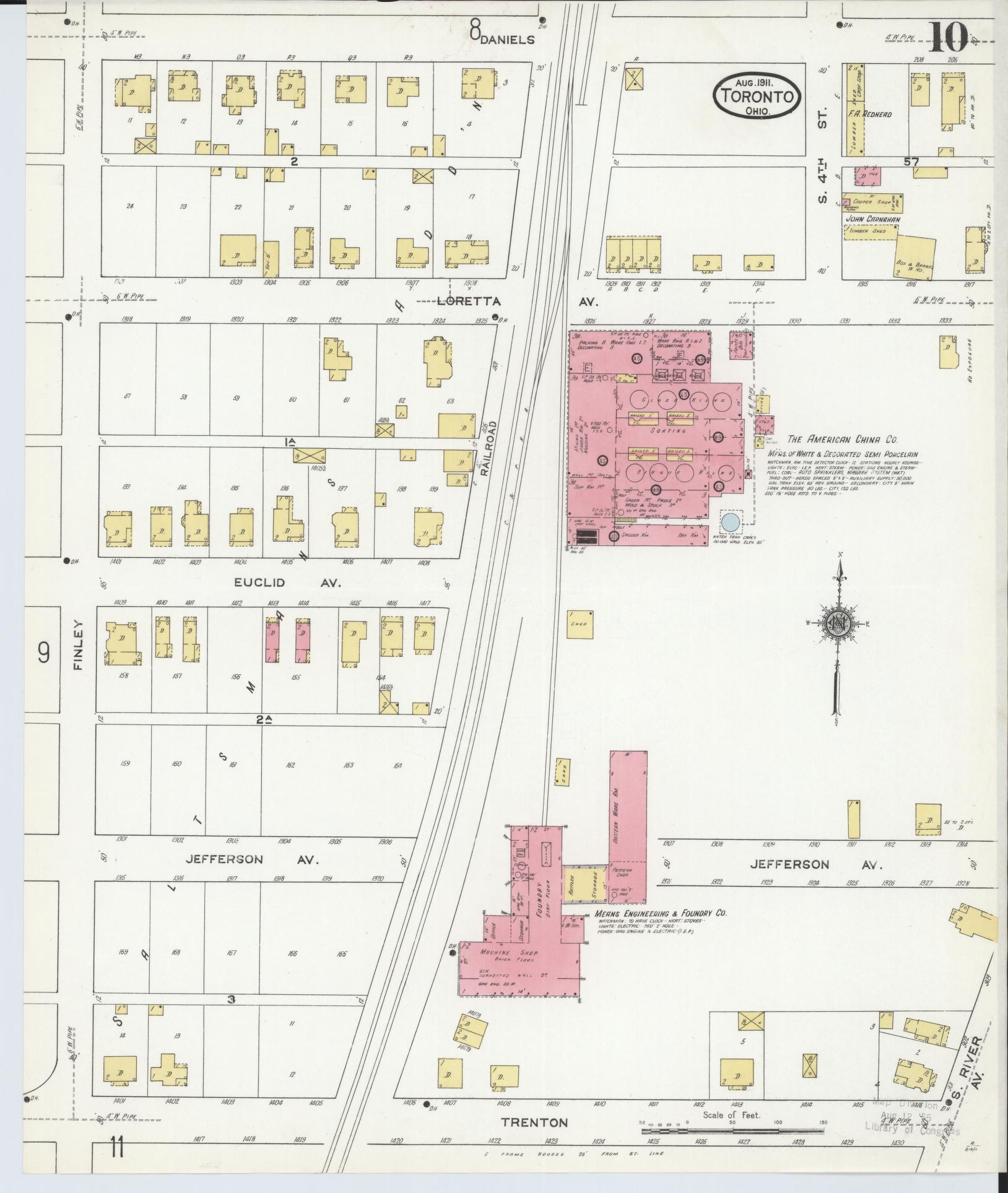 Sanborn Fire Insurance Map from Toronto, Jefferson County, Ohio (1911), Sheet #0010 - Complete Map Set gallery image, historic Sanborn map, vintage wall art, Ohio Ohio