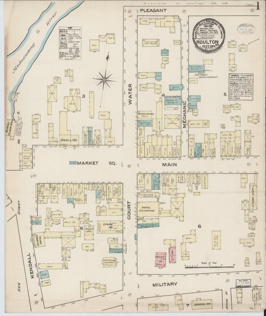 Sanborn Fire Insurance Map from Houlton, Aroostook County, Maine (1884), Sheet #0001 - Historic Sanborn Fire Insurance Map Print, vintage old map wall art, antique decor, genealogy gift, Maine Maine map