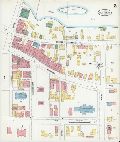 Sanborn Fire Insurance Map from Plattsburg, Clinton County, New York (1902), Sheet #0005 - Complete Map Set gallery image, historic Sanborn map, vintage wall art, New York New York