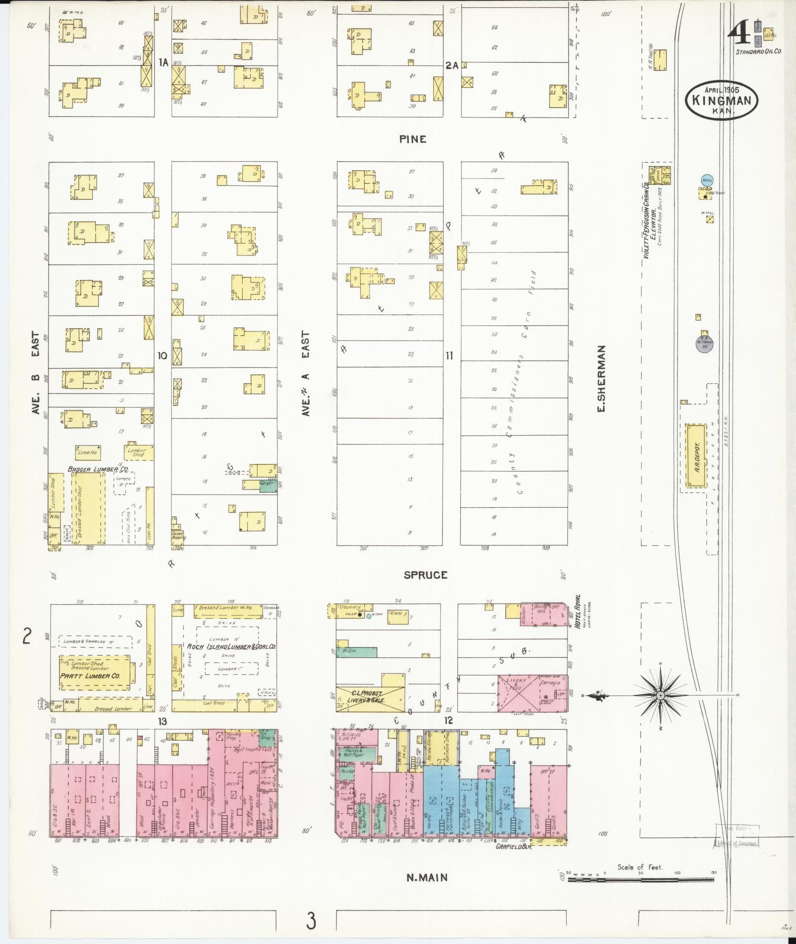 Sanborn Fire Insurance Map from Kingman, Kingman County, Kansas (1905), Sheet #0004 - Complete Map Set gallery image, historic Sanborn map, vintage wall art, Kansas Kansas