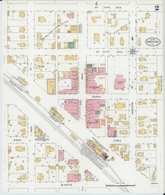 Sanborn Fire Insurance Map from Marissa, Saint Clair County, Illinois (1906), Sheet #0002 - Historic Sanborn Fire Insurance Map Print, vintage old map wall art, antique decor, genealogy gift, Illinois Illinois map