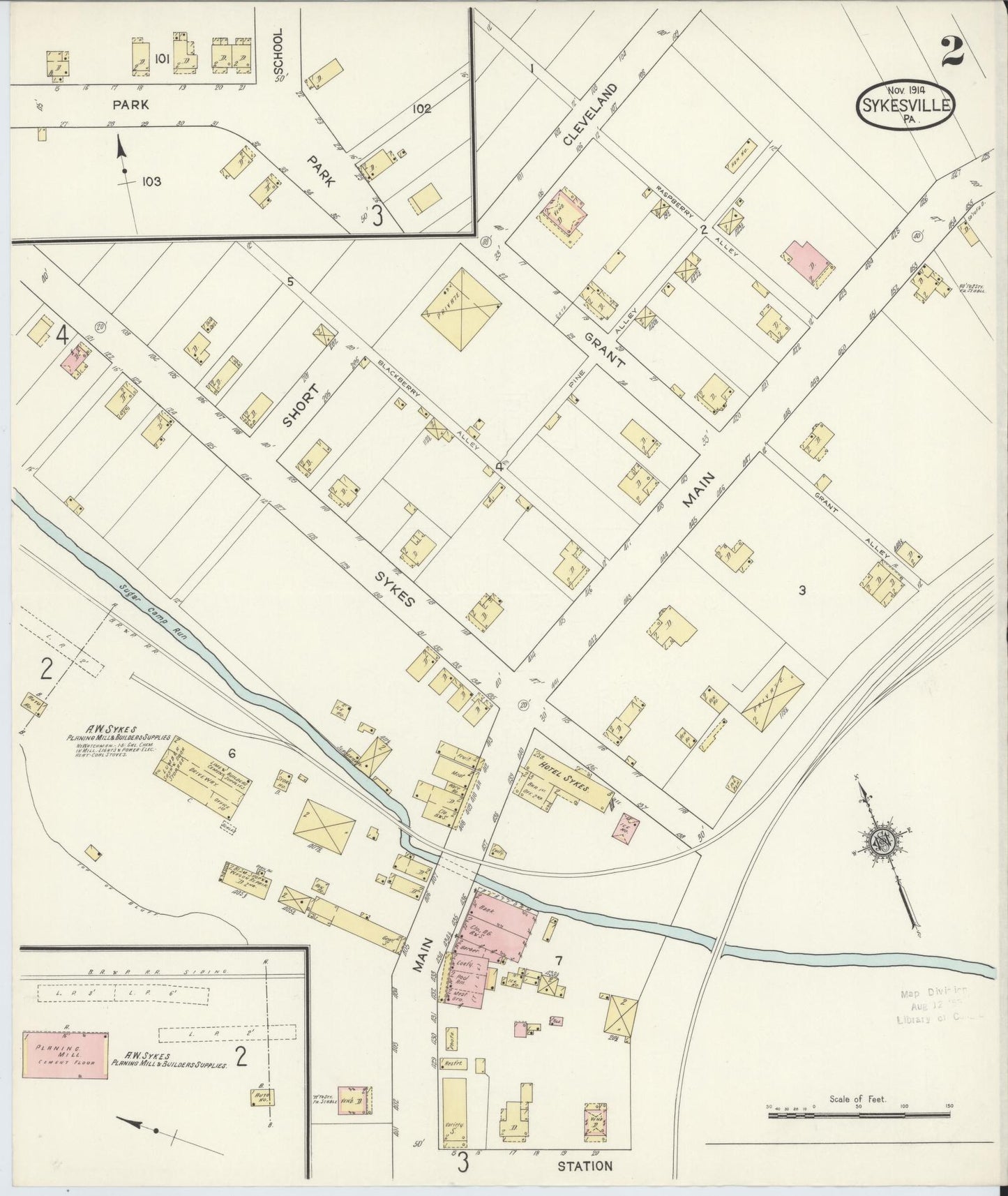 Sanborn Fire Insurance Map from Sykesville, Jefferson County, Pennsylvania (1914), Sheet #0002 - Complete Map Set gallery image, historic Sanborn map, vintage wall art, Pennsylvania Pennsylvania