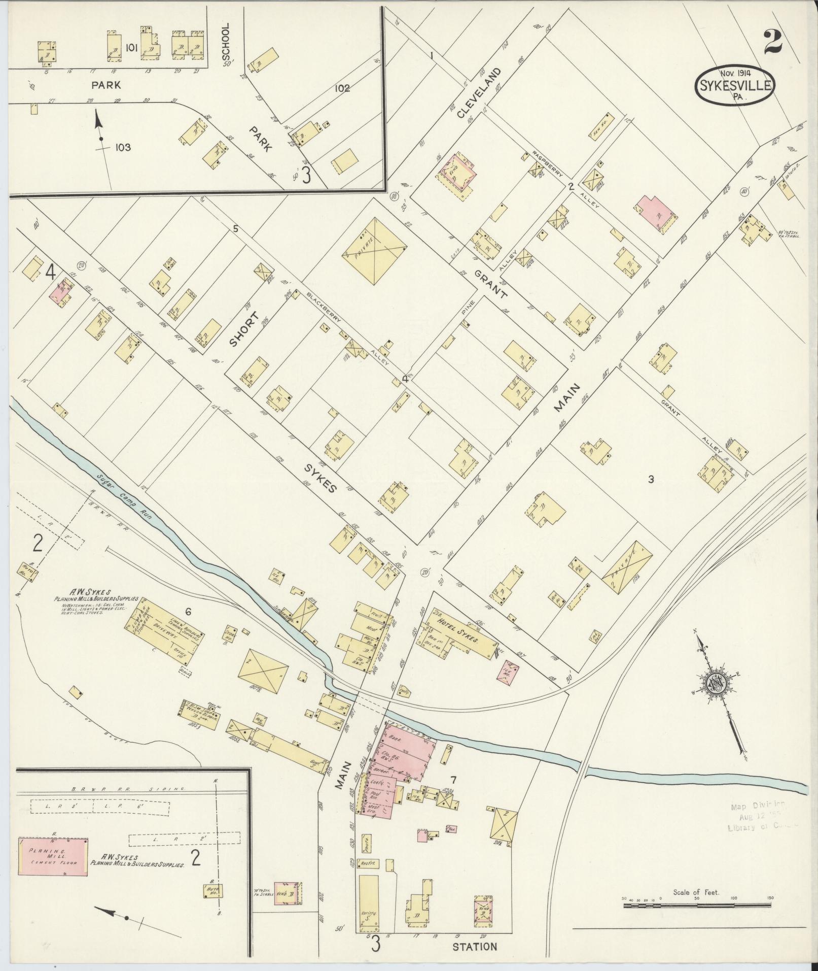 Sanborn Fire Insurance Map from Sykesville, Jefferson County, Pennsylvania (1914), Sheet #0002 - Complete Map Set gallery image, historic Sanborn map, vintage wall art, Pennsylvania Pennsylvania