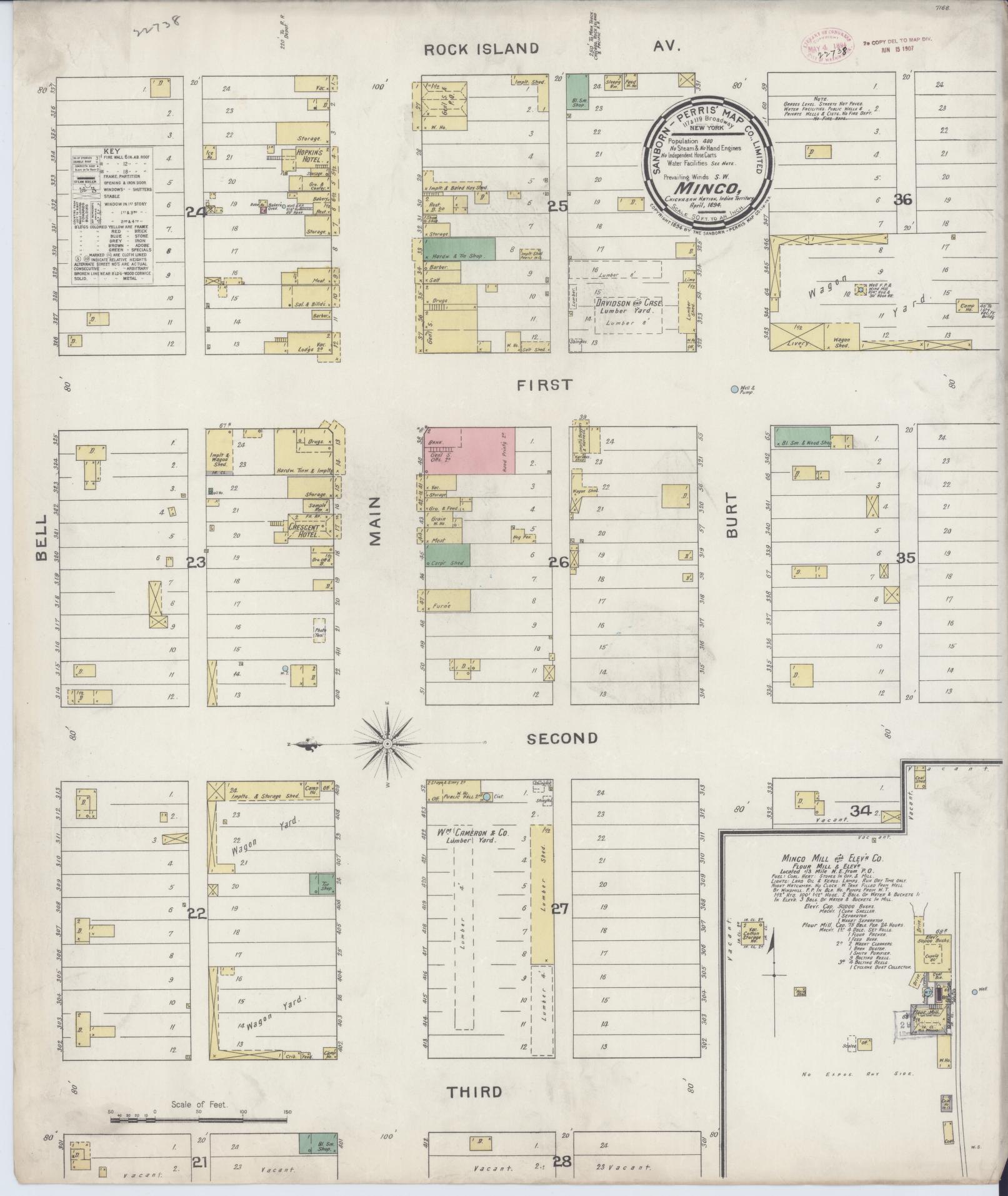 Sanborn Fire Insurance Map from Minco, Grady County, Oklahoma. (1894) – Historic Sanborn Fire Insurance Map Print