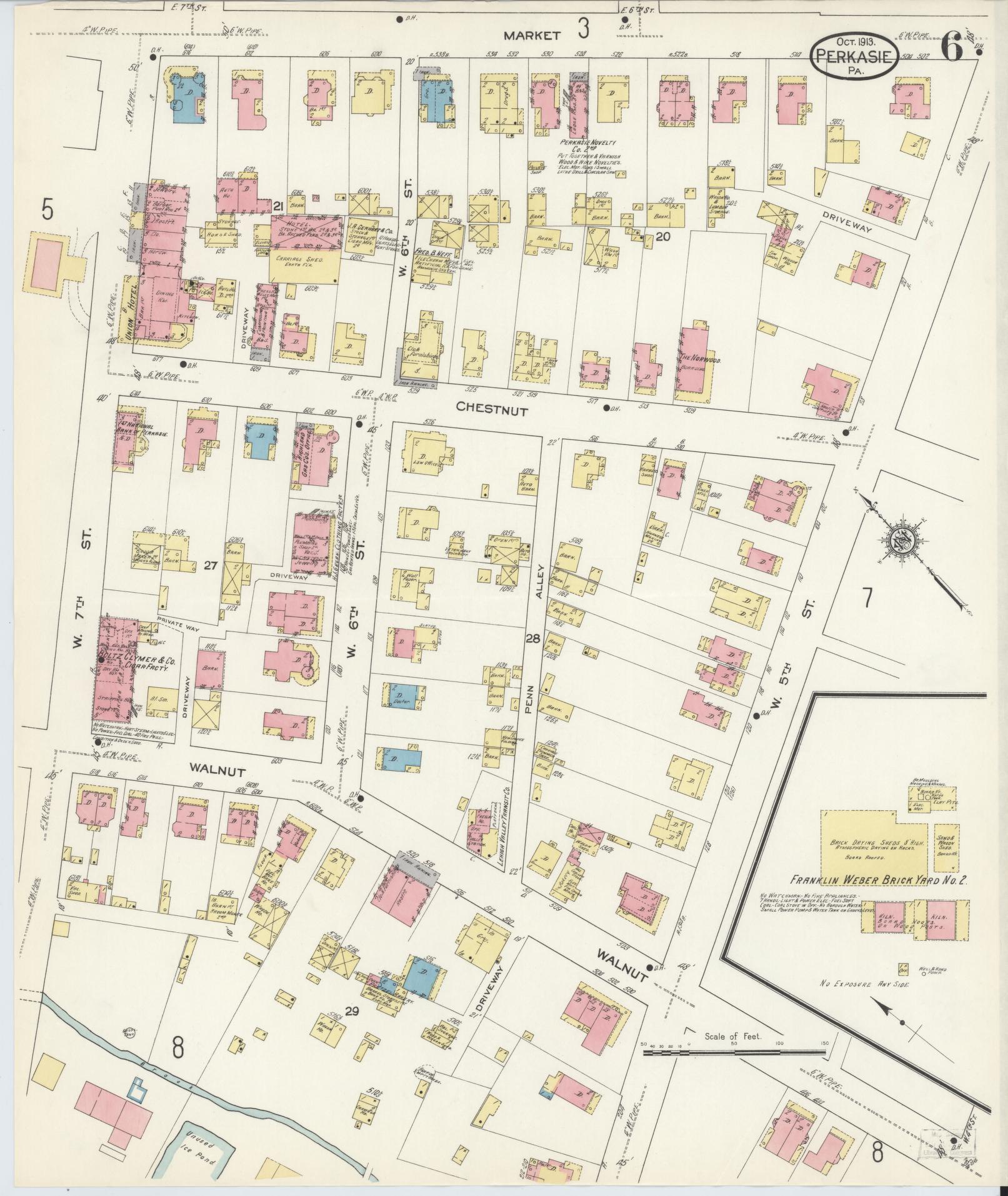 Sanborn Fire Insurance Map from Perkasie, Bucks County, Pennsylvania (1913), Sheet #0006 - Complete Map Set gallery image, historic Sanborn map, vintage wall art, Pennsylvania Pennsylvania