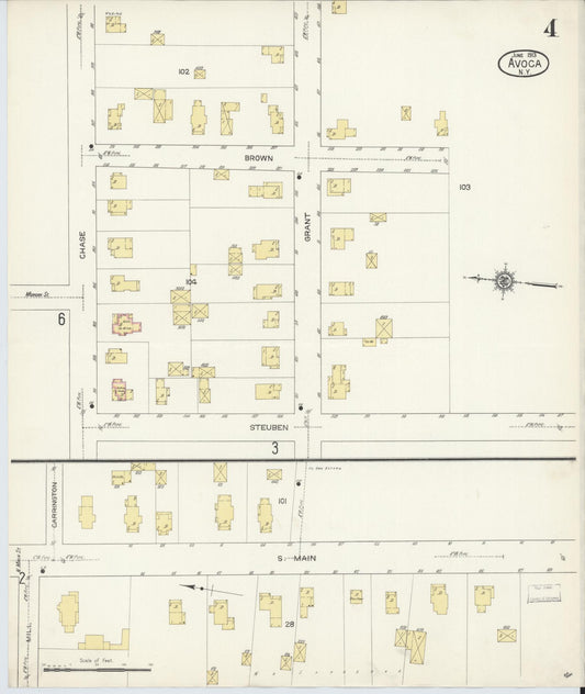 Sanborn Fire Insurance Map from Avoca, Steuben County, New York (1913), Sheet #0004 - Historic Sanborn Fire Insurance Map Print, vintage old map wall art, antique decor, genealogy gift, New York New York map